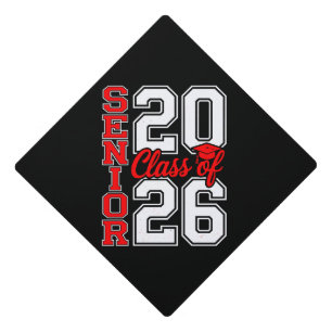 Class Of 2026 Senior 26 Red Graduation Graduate Cap Topper