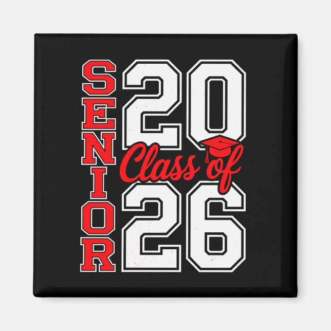 Class Of 2026 Senior 26 Red Graduation Graduate Magnet (Front)
