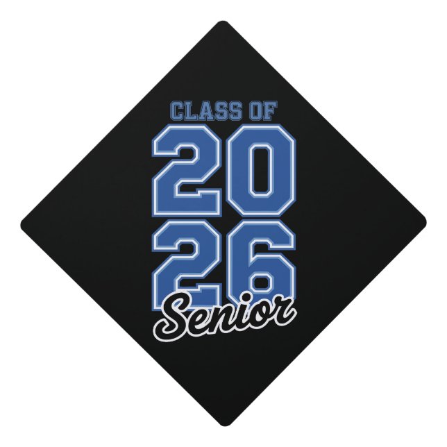Class Of 2026 Senior Blue Graduation Graduate Cap Topper (Front)