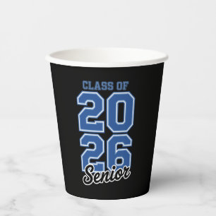 Class Of 2026 Senior Blue Graduation Graduate Paper Cups