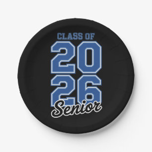 Class Of 2026 Senior Blue Graduation Graduate Paper Plates