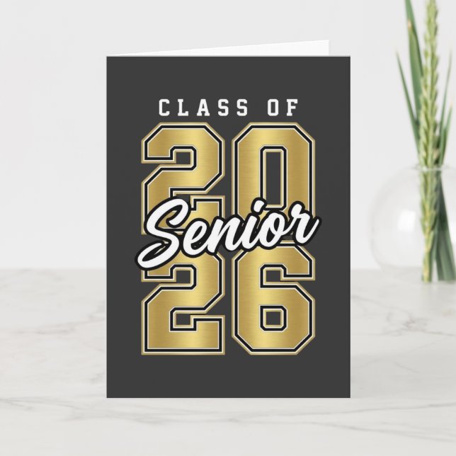 Class of 2026 Senior Gold Graduation Gift Varsity Card (Front)