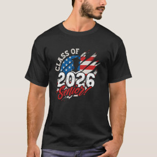 Class of 2026 Senior Grad US American Flag Graduat T-Shirt