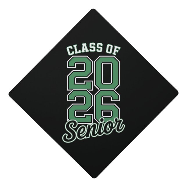 Class Of 2026 Senior Green Graduation Graduate Cap Topper (Front)