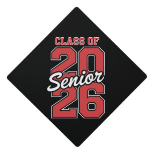 Class Of 2026 Senior Red Graduation 26 Graduate Cap Topper