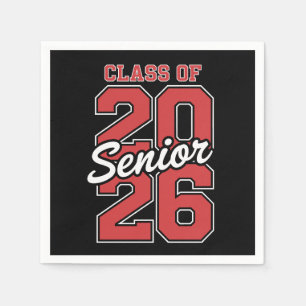 Class Of 2026 Senior Red Graduation 26 Graduate Napkins