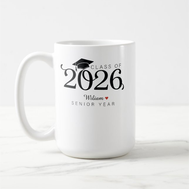 Class of 2026 Senior Year Graduation Custom Name  Coffee Mug (Left)
