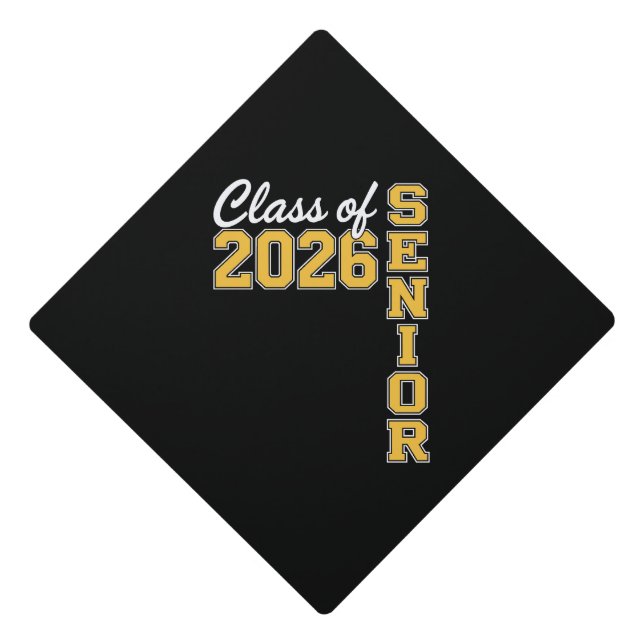 Class Of 2026 Senior Yellow Graduation Graduate Graduation Cap Topper (Front)