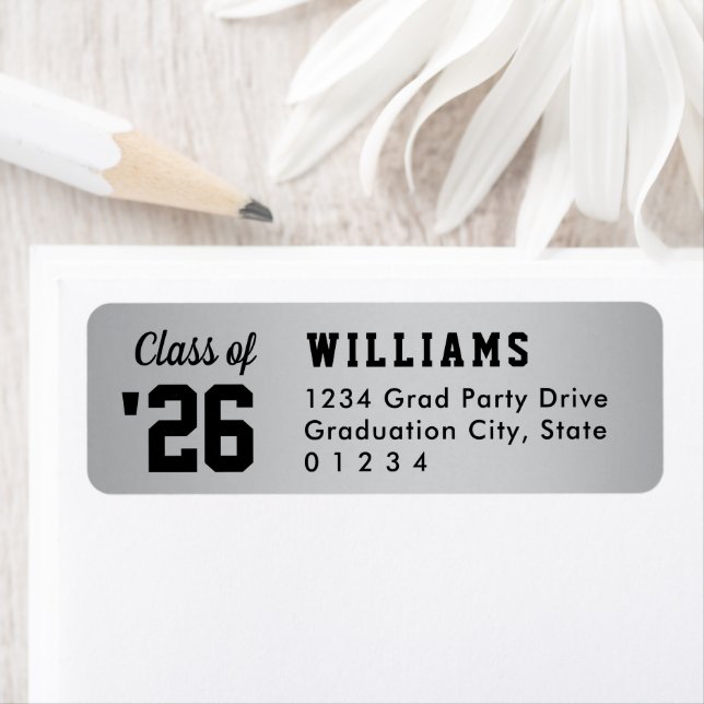 Class of 2026 Silver Graduation Return Address Label (Insitu)