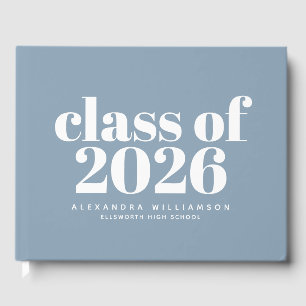 Class of 2026 Simple Dusty Blue Personalized  Guest Book