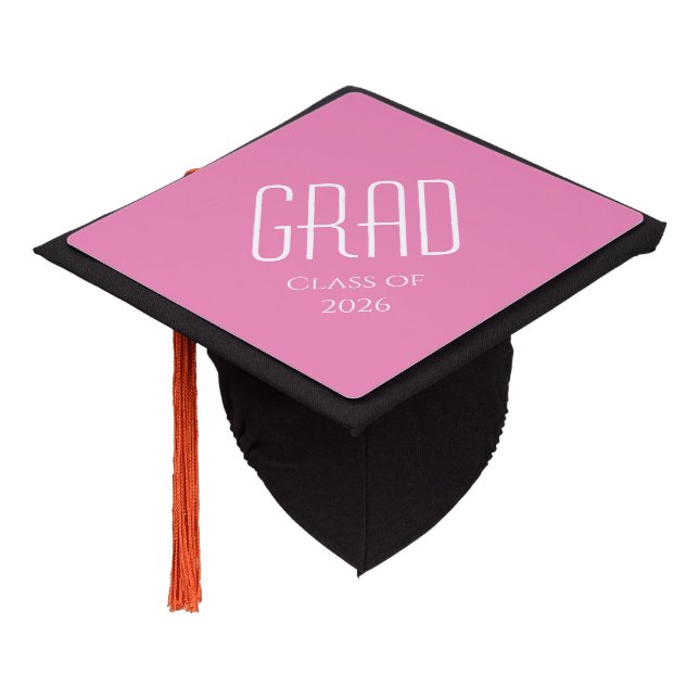 Class of 2026 Simple Pink Graduation  Cap Topper (Angled)