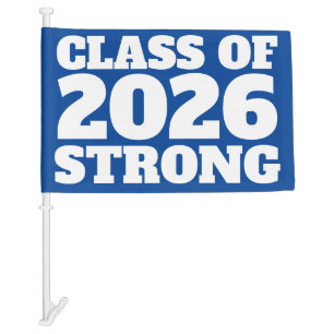 Class of 2026 strong blue graduate car flag