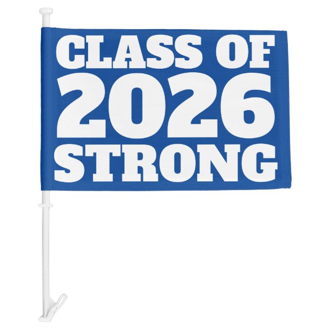 Class of 2026 strong blue graduate car flag (Front)