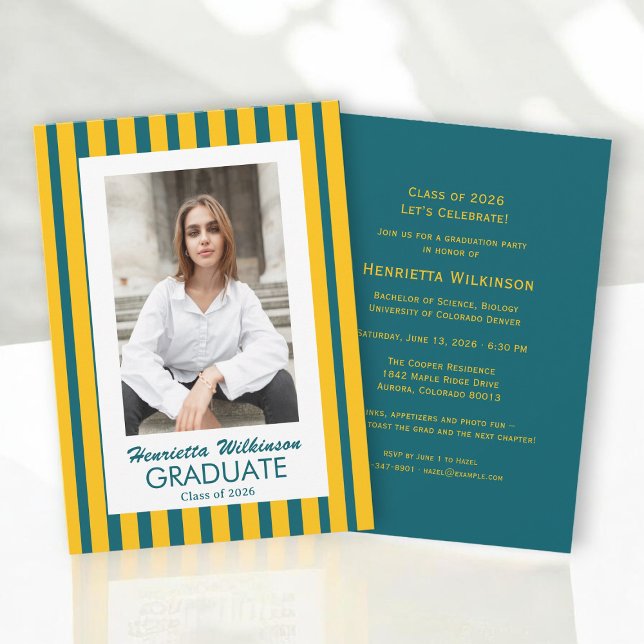Class of 2026 Teal Gold Modern Graduation Party  Invitation (Creator Uploaded)
