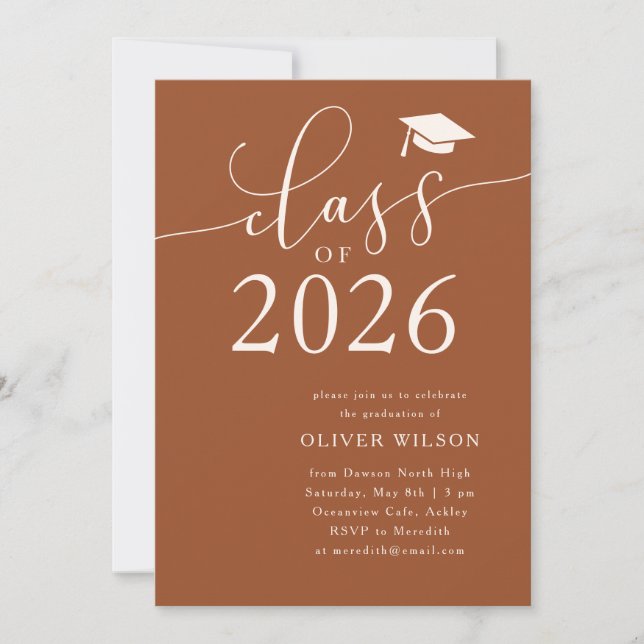 Class of 2026 Terracotta Graduation Party  Invitation (Front)