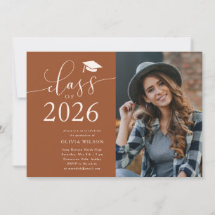 Class of 2026 Terracotta Graduation Party Photo Invitation