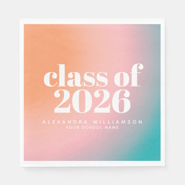 Class of 2026 Trendy Colorful Gradient Custom  Napkins (Front)