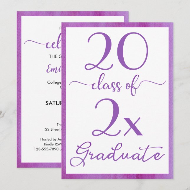 Class Of 2026 Violet Graduation Party Invitation (Front/Back)