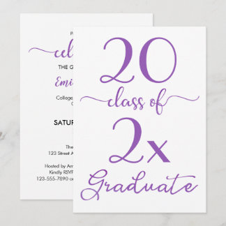 Class Of 2026 Violet Script Minimal Graduation Invitation