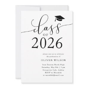 Class of 2026 White Graduation Party  Invitation