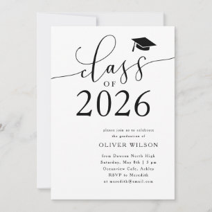 Class of 2026 White Graduation Party  Invitation