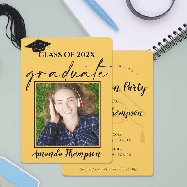 Class Of 2026 Yellow  Photo Graduation Invitation (Class Of 2026 Yellow Photo Graduation Invitation)