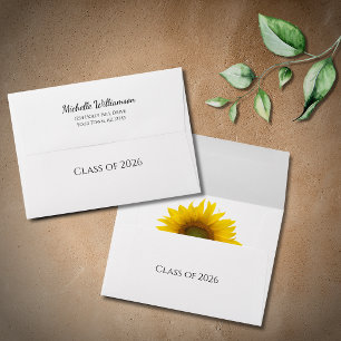 Class of 2026 Yellow Sunflower Graduation   Envelope