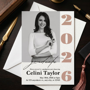 Class of 2027 Black & White Photo Grad Invitation