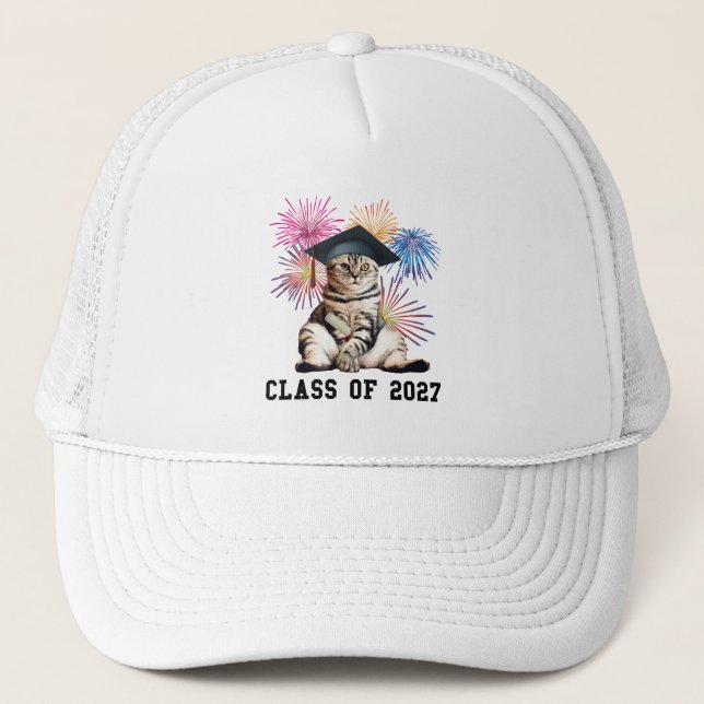 Class of 2027 Cat Lover Trucker Hat (Front)