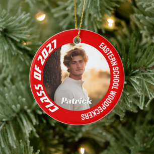 Class of 2027 Customizable School Senior Photo Ceramic Ornament