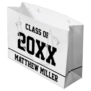 Class of 2027 Grad's Name White Graduation Large Gift Bag