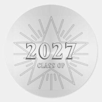 Class of 2027 Graduation Day by Janz Silver Star Classic Round Sticker