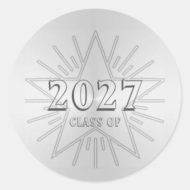 Class of 2027 Graduation Day by Janz Silver Star Classic Round Sticker ...
