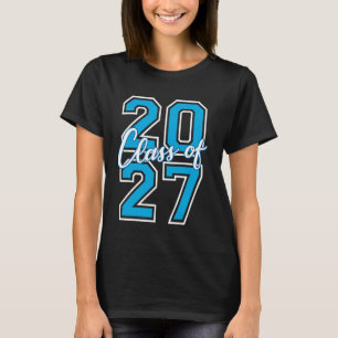 Class of 2027 Graduation Student Varsity Cyan Whit T-Shirt