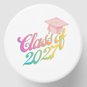 Class of 2027 Pastel Ombre Pink Graduation Cap Mini Candle Favors