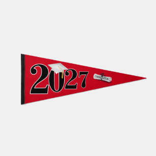 Class of 2027 Red and Black  Pennant Flag
