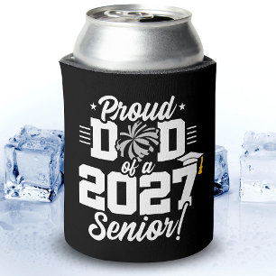 Class of 2027 Senior Graduation Cheer Proud Dad Can Cooler
