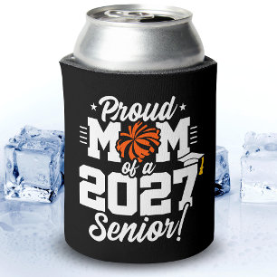 Class of 2027 Senior Graduation Cheer Proud Mom Can Cooler