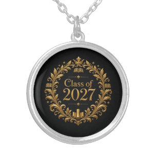Class of 2027 silver plated necklace
