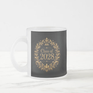 Class of 2028 frosted glass coffee mug