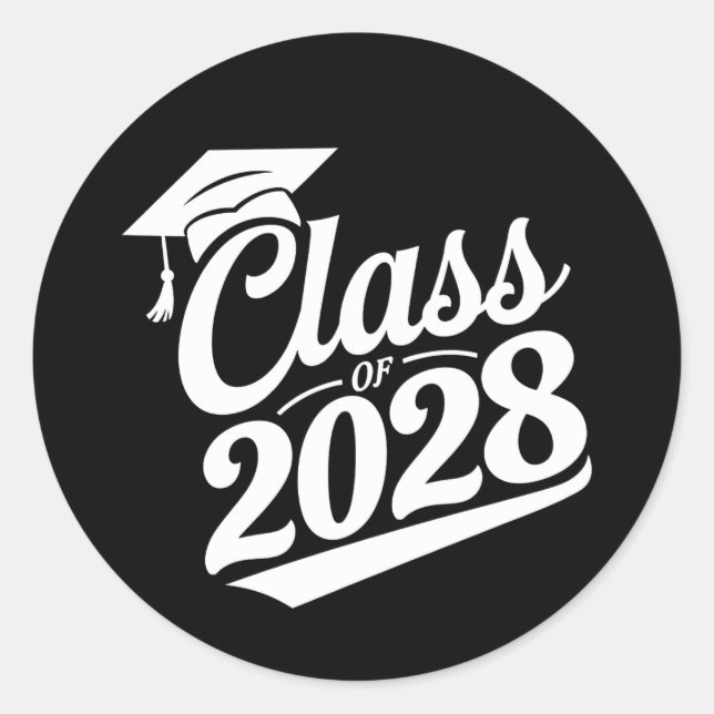 Class Of 2028 Proud Graduate Graduation Classic Round Sticker (Front)