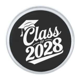 Class Of 2028 Proud Graduate Graduation Silver Finish Lapel Pin