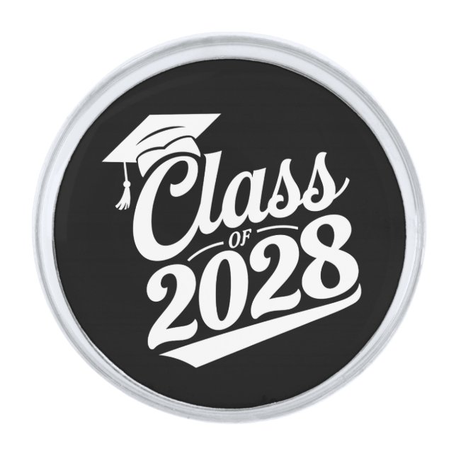 Class Of 2028 Proud Graduate Graduation Silver Finish Lapel Pin (Front)