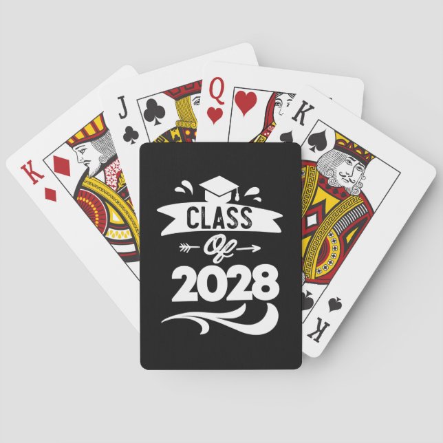 Class of 2028 TShirt Senior 2028 Graduation Poker Cards (Back)