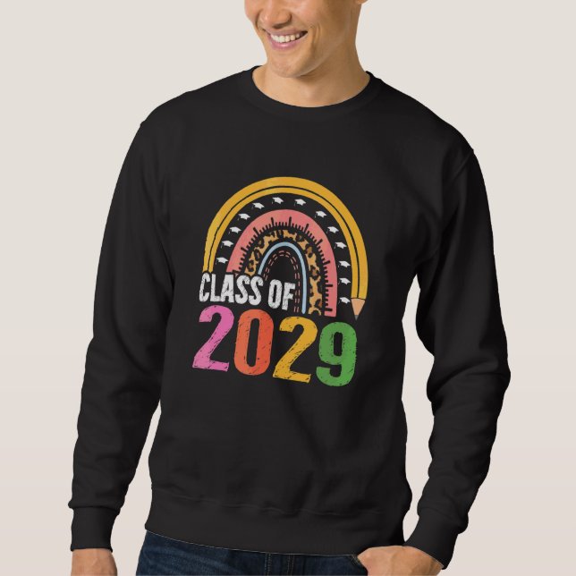 Class Of 2029 Senior 2029 Boho Rainbow Grow With M Sweatshirt (Front)