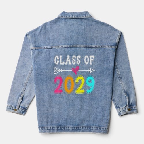 Class Of 2029 Senior 2029 Grow With Me School Grad Denim Jacket