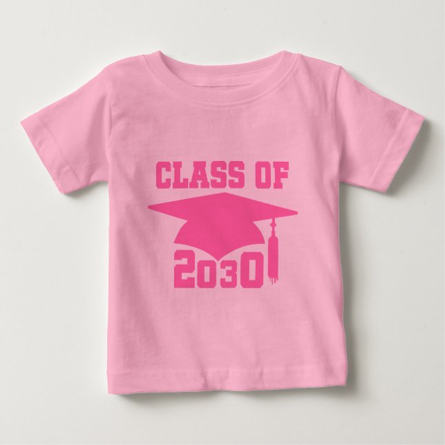 Class of 2030 Pink Grad Hat Baby T-Shirt (Front)