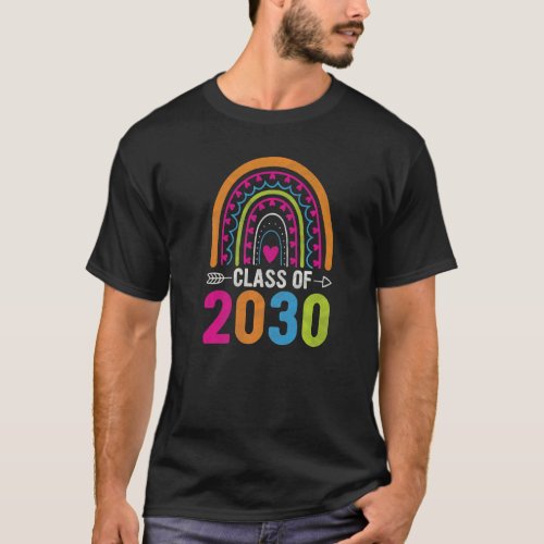 Class Of 2030 Rainbow Girls Boys Teacher Graduatio T_Shirt