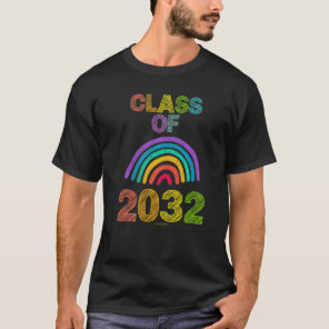 Class Of 2032 Chalk Rainbow Elementary Kindergarte T-Shirt