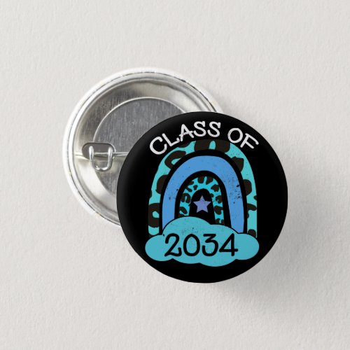 Class of 2034 _ Blue Leopard Rainbow Style Button